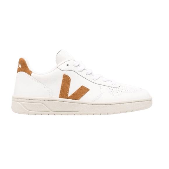 Veja V-10 Leather Shoes Extra White Camel Size UK 41 US 8 Men Women 10 - Picture 1 of 6